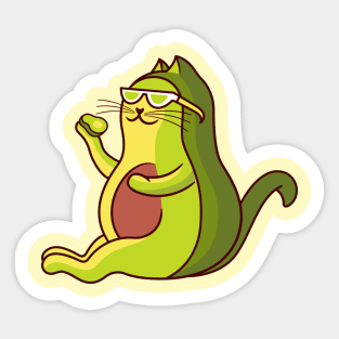 Avocado cat, vegan, Avogado kitty, Avocato kitten, go vegan, vegetarian Sticker